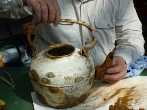 White enamel kettle